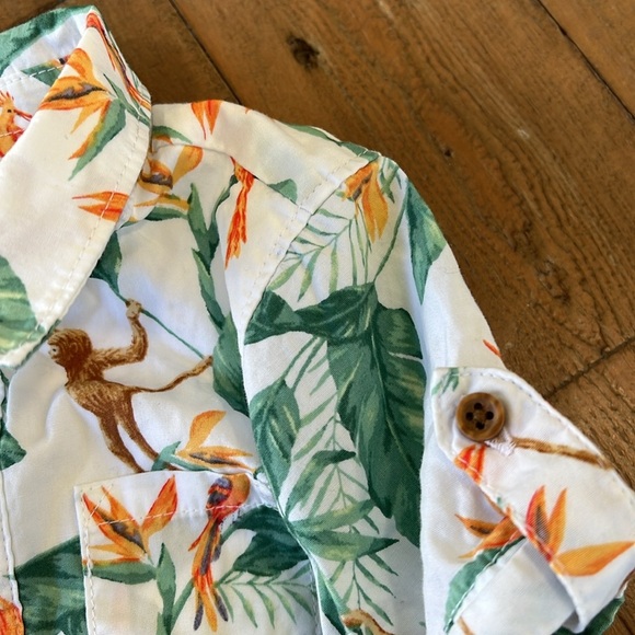 Janie and jack tropical monkey short sleeve button front romper - Picture 4 of 6